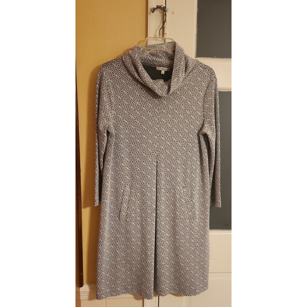 Tyler Boe "Kim" Dress w/ Pockets Gray & White Geometric Pattern Size S